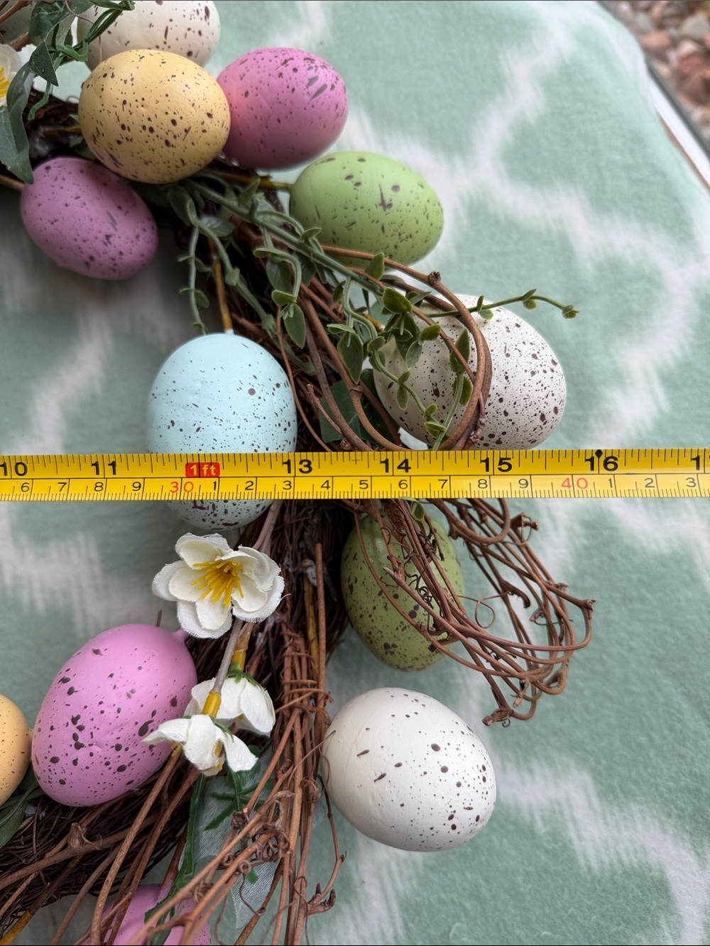 Spring Pastel Egg Wreath - Decorative Home Holiday Accent - Picture 7 of 8